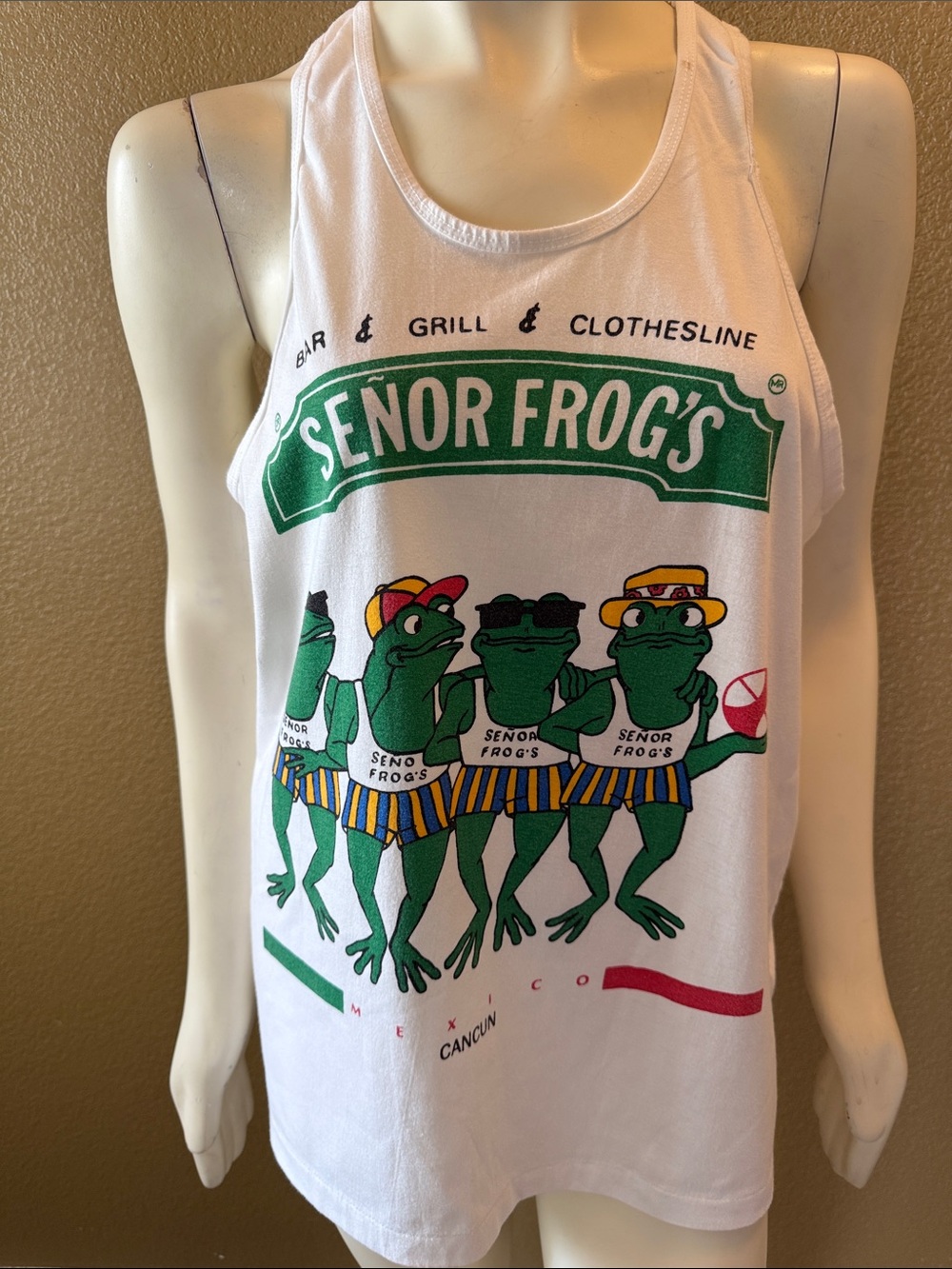 1990s Vintage Carlos ‘N Charlie’s Senor Frog’s Unisex Tank Top - Cancun